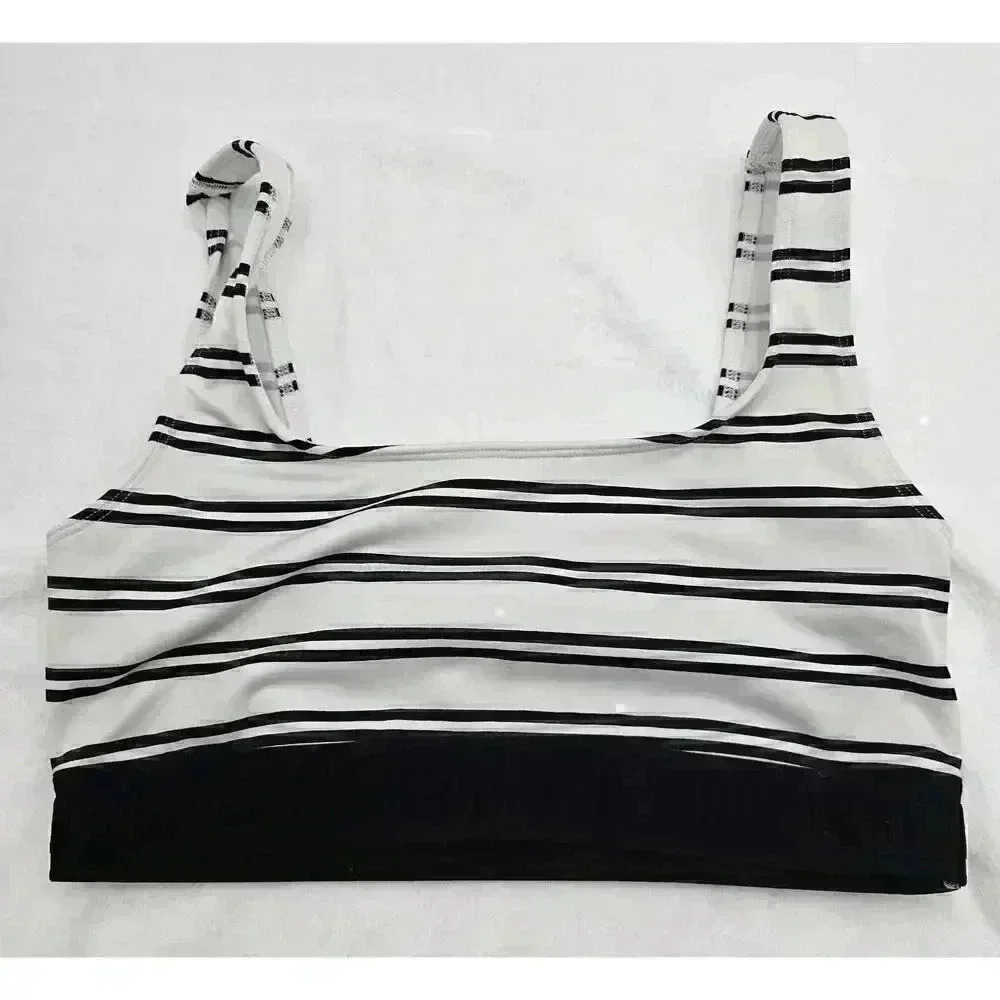 Victoria's Secret Pink Women's M White/Black Striped Ultimate Sport to Swim Bra